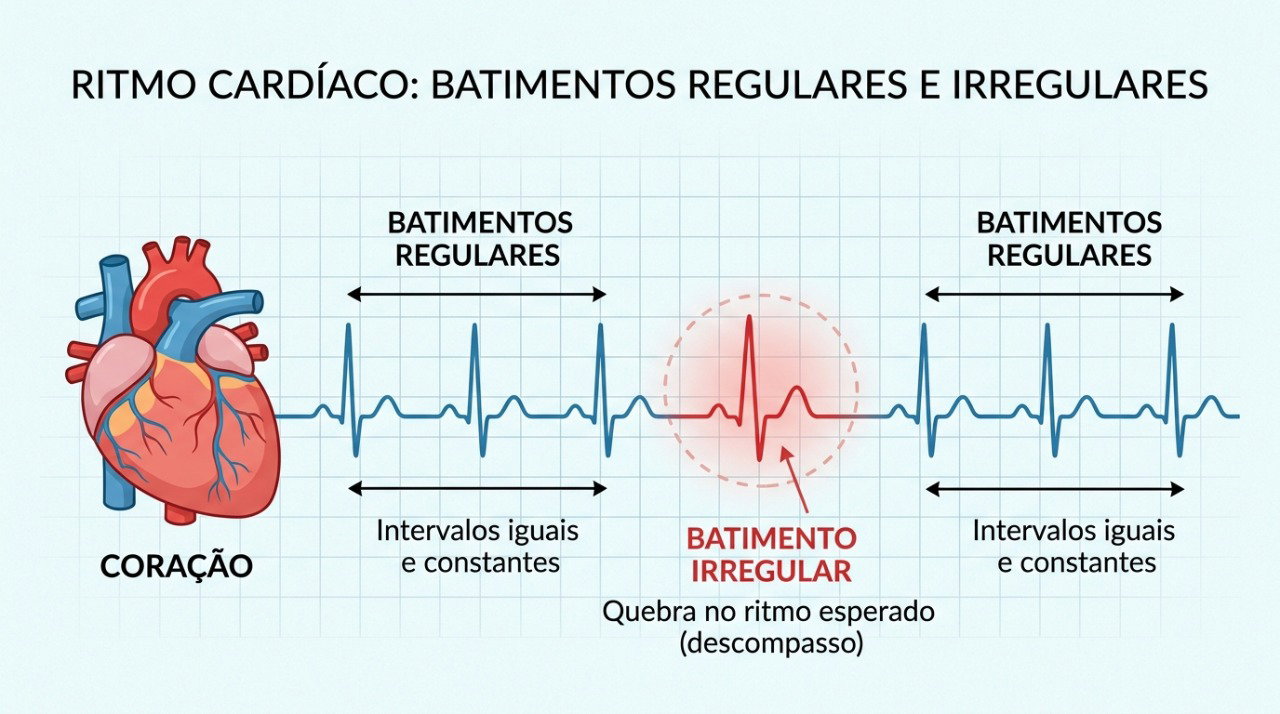 Palpitações podem acontecer em repouso e, em alguns casos, estar relacionadas a alterações do ritmo cardíaco.