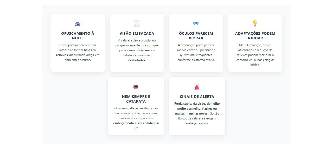 Catarata: sinais que podem piorar a visão à noite