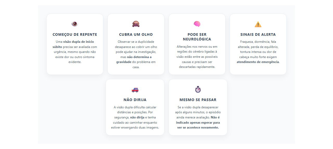 Visão dupla súbita: sinais que exigem atendimento rápido