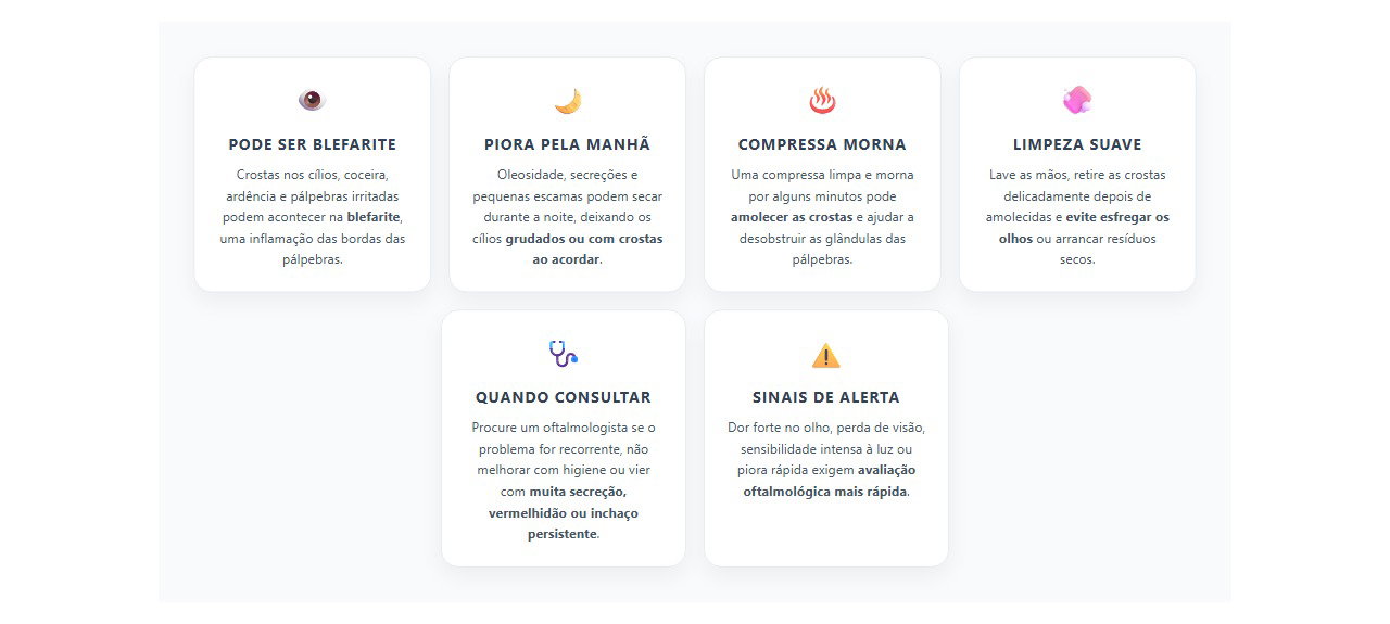 Crostas nos cílios: cuidados e sinais de alerta