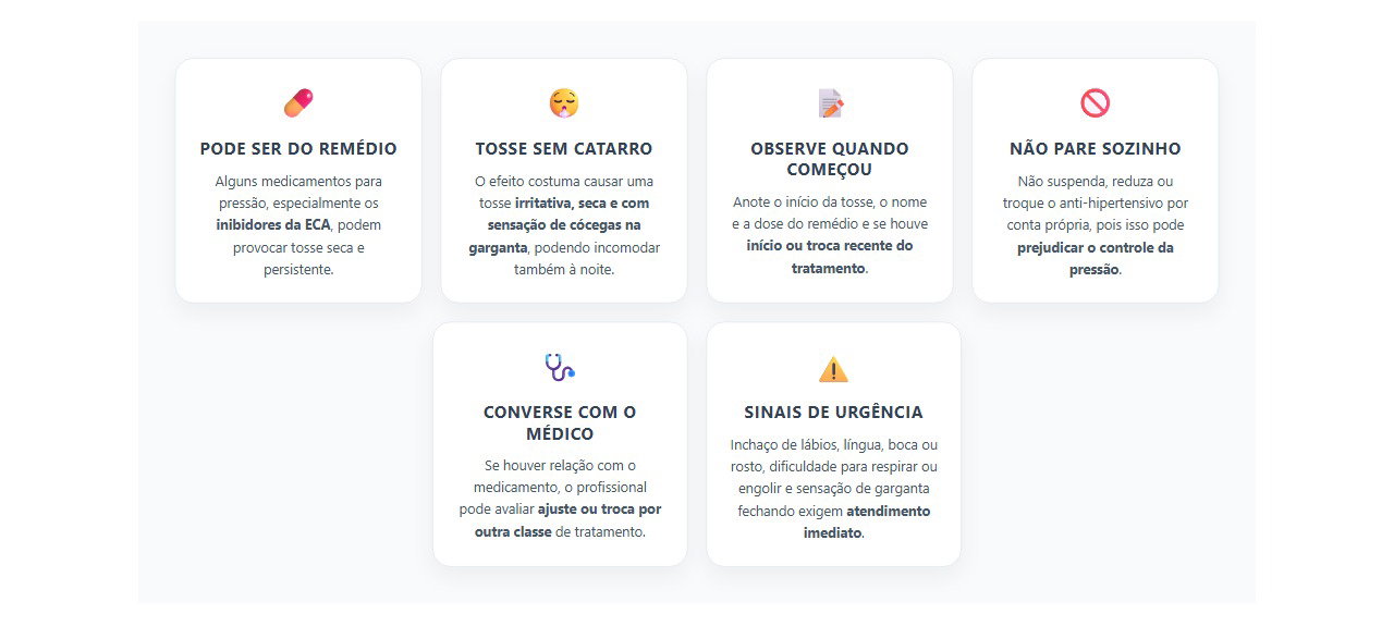 Tosse seca após remédio da pressão: o que observar