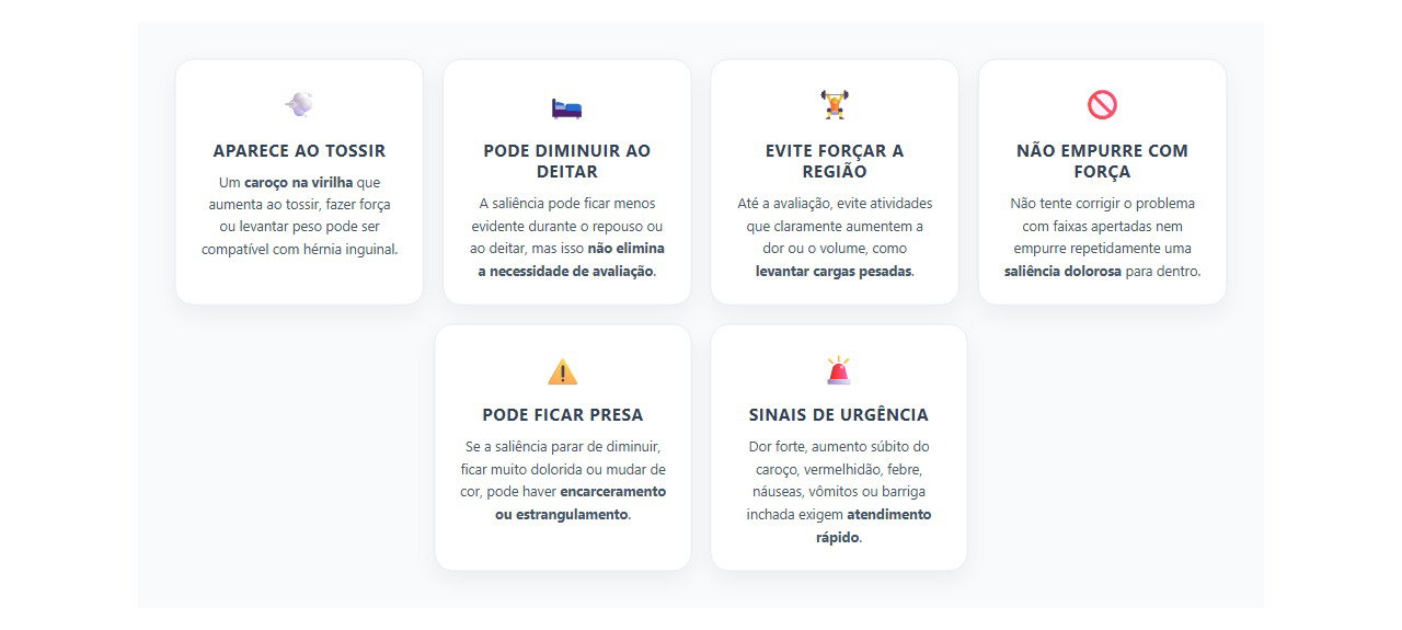 Caroço na virilha ao fazer força: sinais de hérnia inguinal