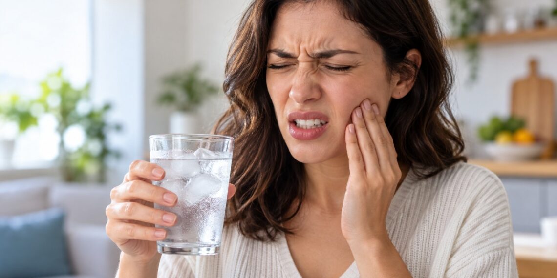 Dor rápida com frio ou calor pode acontecer quando um dente está sensível.