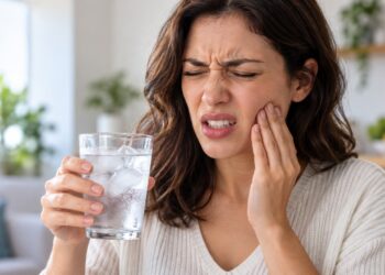 Dor rápida com frio ou calor pode acontecer quando um dente está sensível.