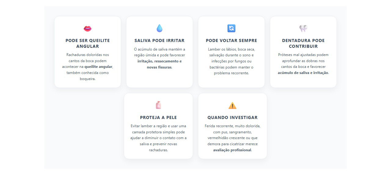 Rachaduras nos cantos da boca: por que podem voltar sempre