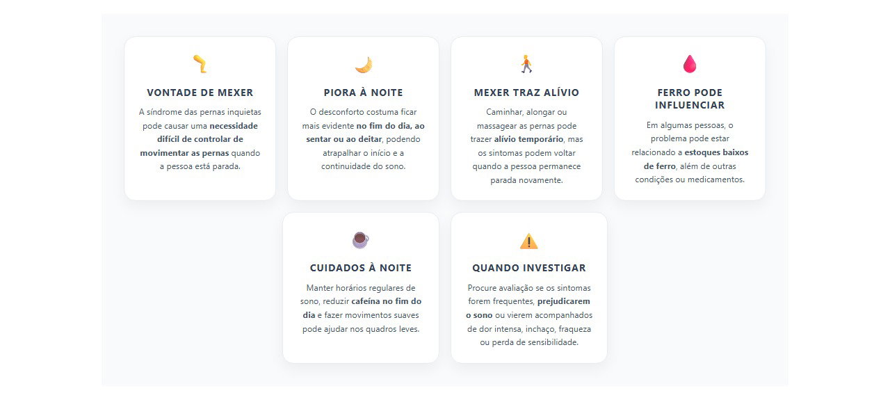 Pernas inquietas à noite: sinais, causas e o que pode ajudar
