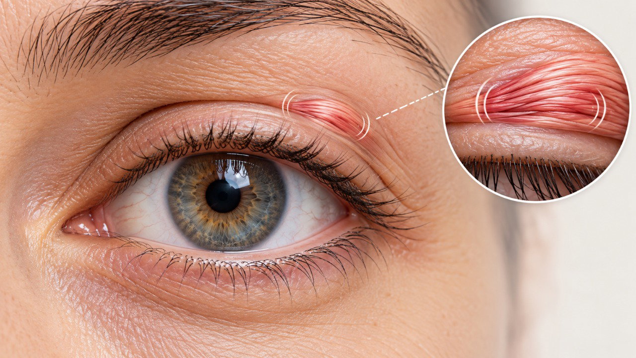 A mioquimia causa pequenas contrações involuntárias nos músculos da pálpebra e geralmente é passageira.