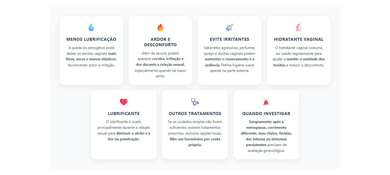 Secura vaginal na menopausa: o que pode aliviar e quando procurar avaliação