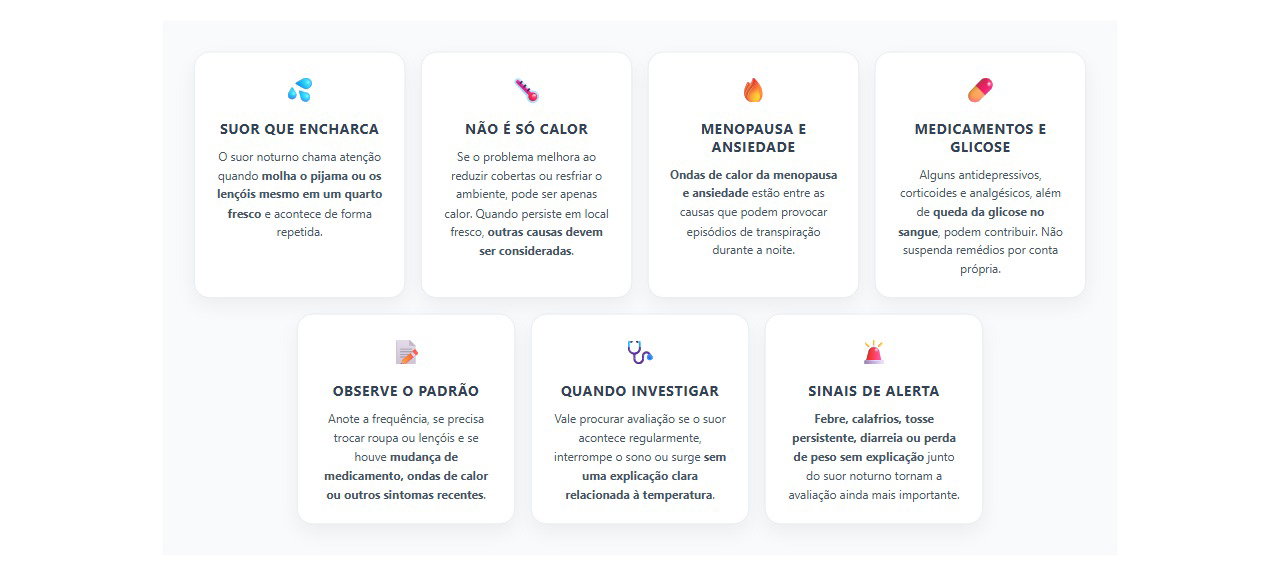Suor noturno que encharca a roupa: quando vale investigar