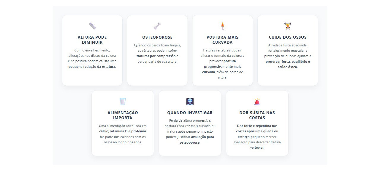 Perda de altura com a idade: quando pode indicar fragilidade dos ossos