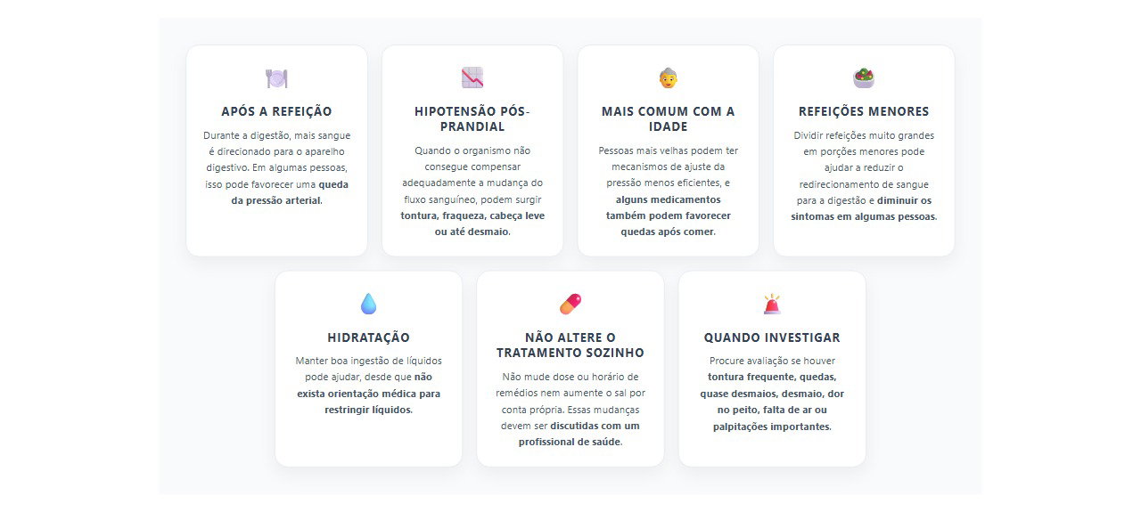 Tontura depois de comer: quando a pressão pode cair após a refeição
