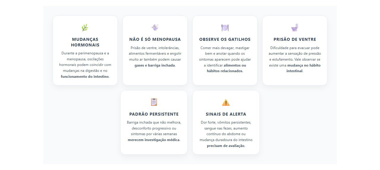 Barriga estufada na menopausa: causas comuns e sinais de alerta