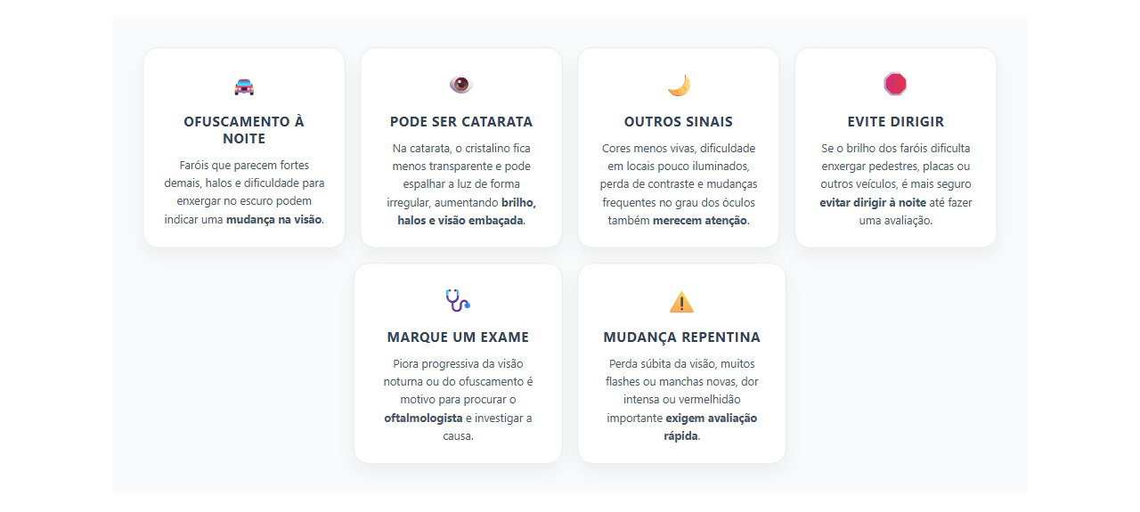 Faróis muito fortes à noite? Sinais de que a visão merece atenção