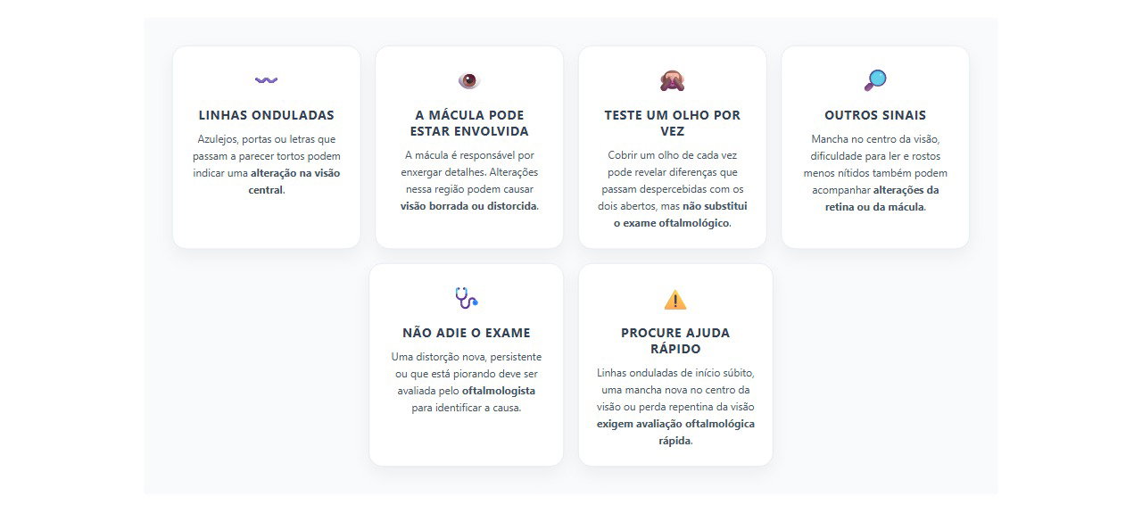 Linhas retas ficaram onduladas? Sinais de que a retina merece atenção
