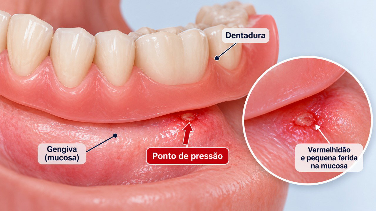 Uma prótese mal ajustada pode concentrar pressão em um ponto e provocar dor, irritação e feridas.