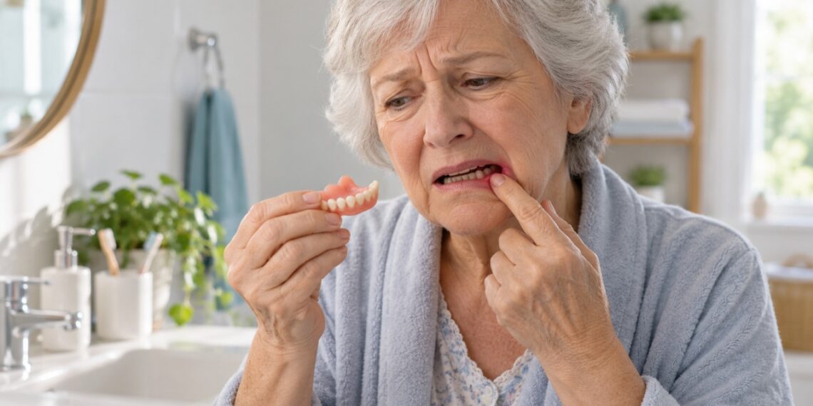 Dor e feridas causadas pela dentadura podem indicar que a prótese perdeu o encaixe adequado.