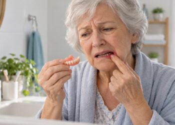 Dor e feridas causadas pela dentadura podem indicar que a prótese perdeu o encaixe adequado.