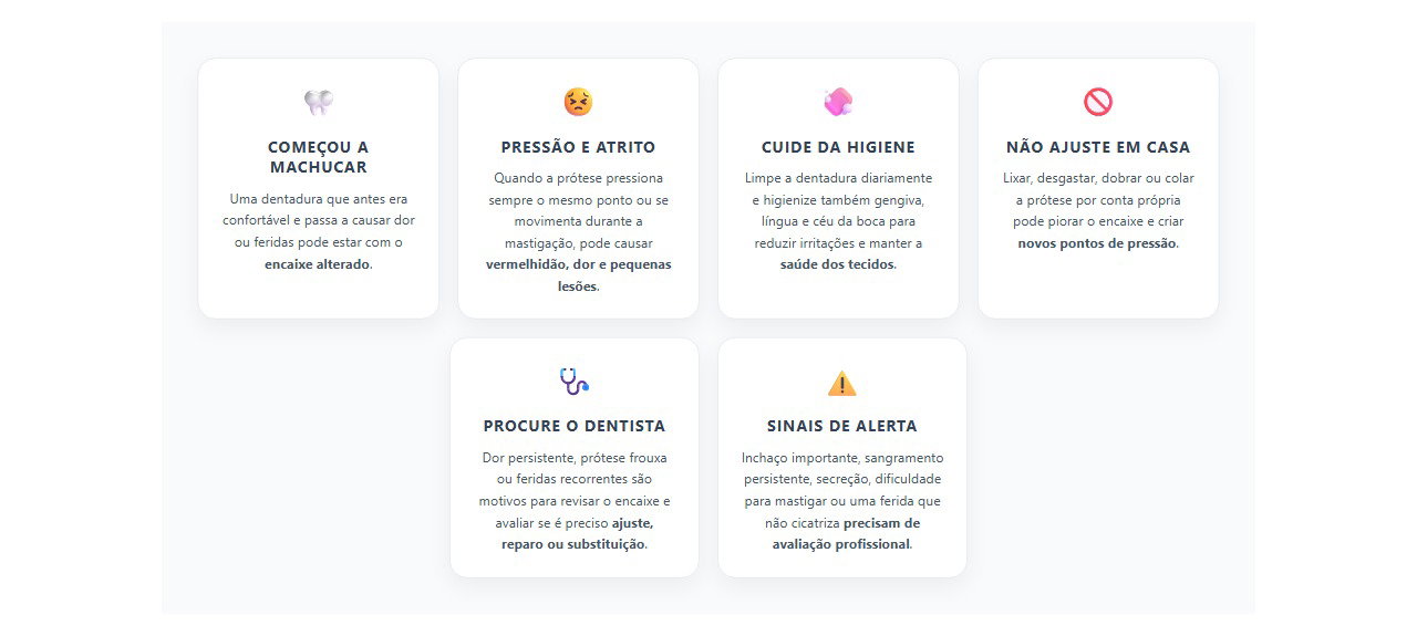 Dentadura machucando: sinais de que o encaixe precisa ser revisto