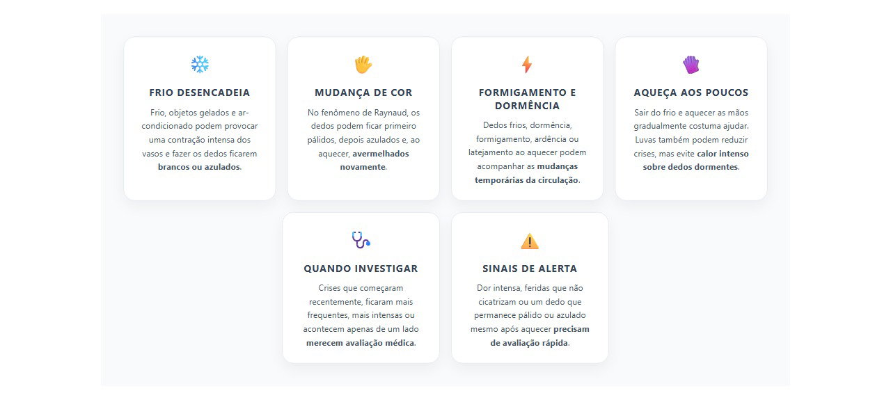 Dedos brancos ou azulados no frio: sinais que podem indicar fenômeno de Raynaud