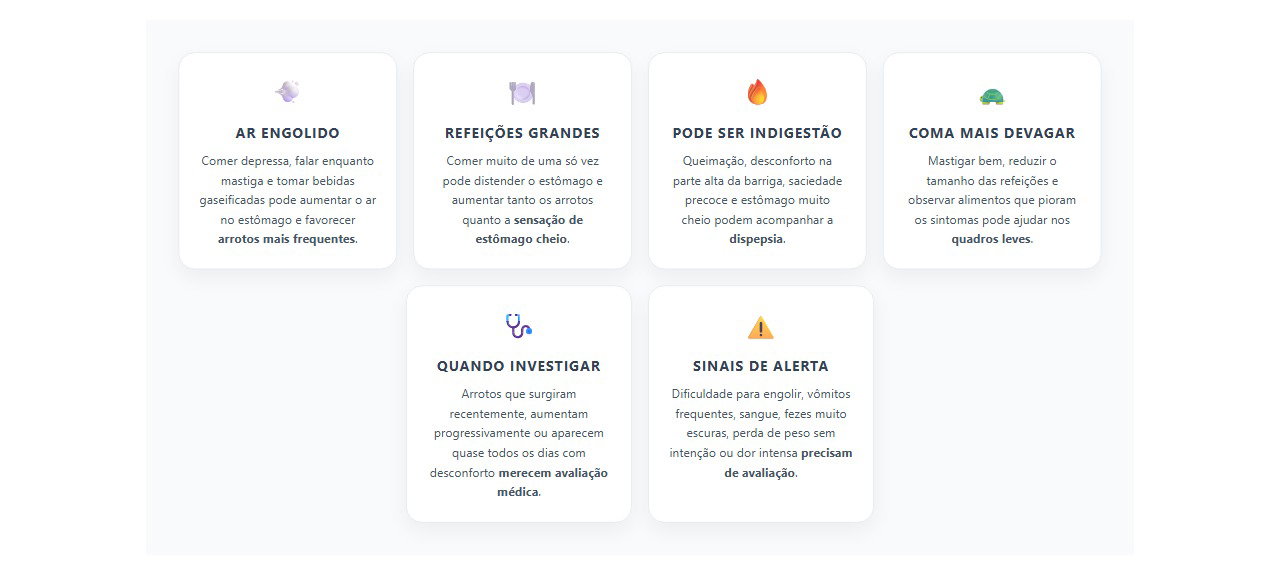 Arrotos frequentes após comer: quando pode ser mais que excesso de ar