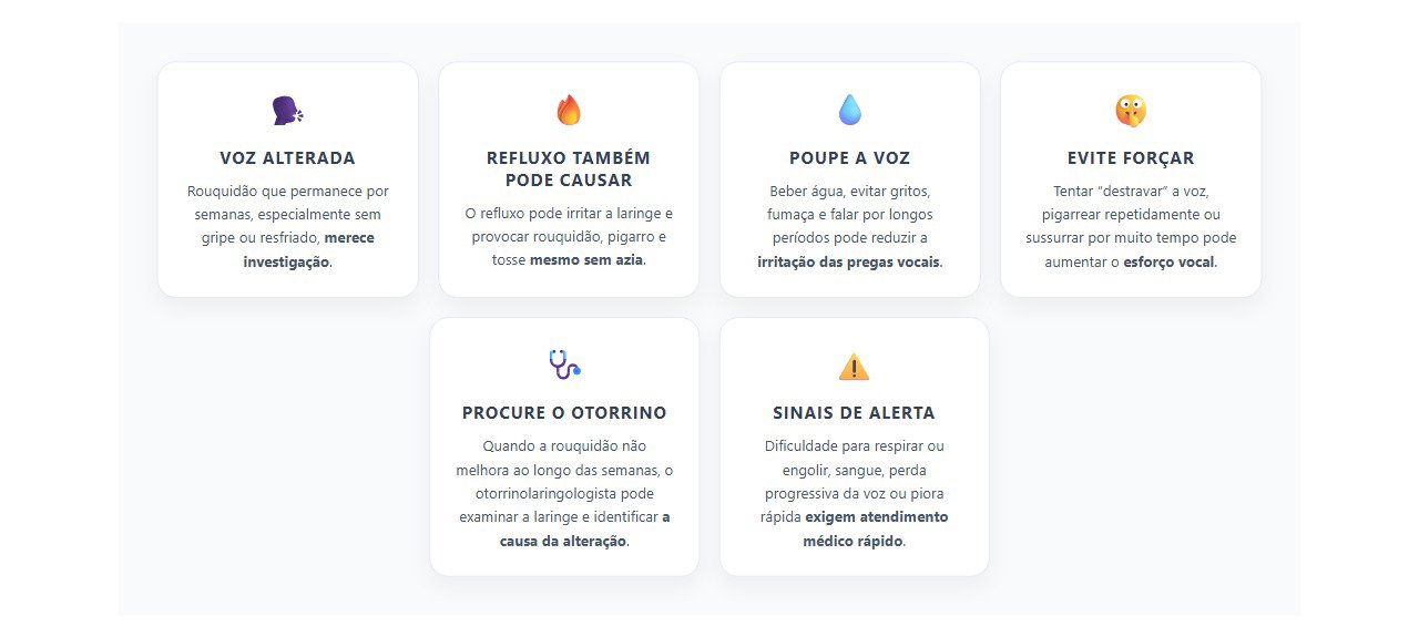 Rouquidão por semanas: quando a mudança na voz precisa ser investigada