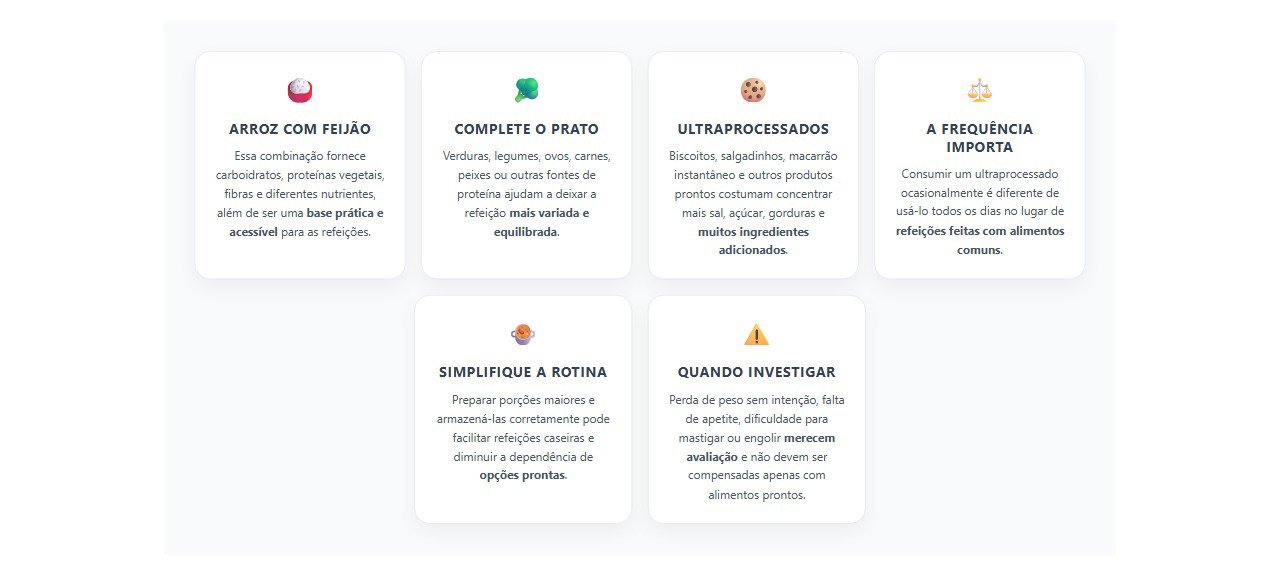 Arroz com feijão ou ultraprocessados: o que faz mais sentido no dia a dia