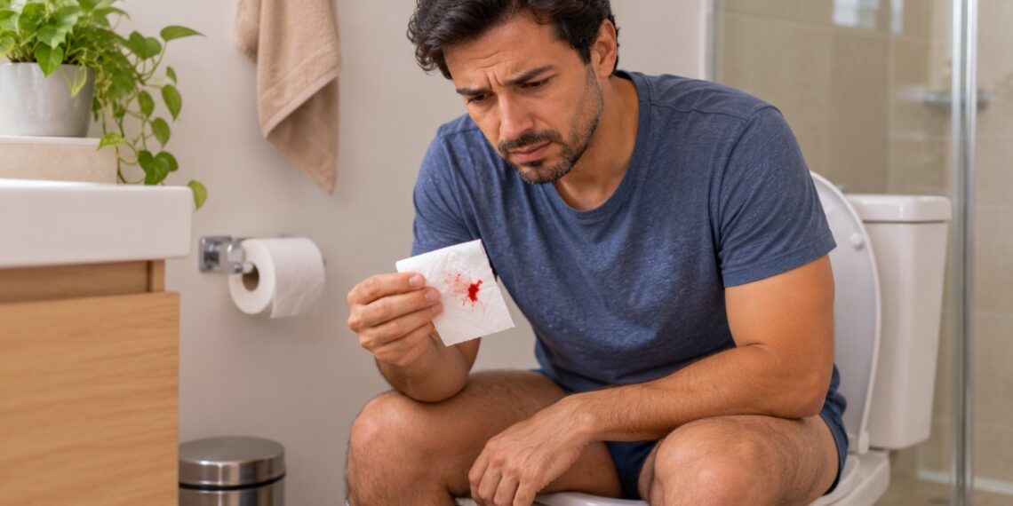 Sangue vermelho vivo no papel higiênico pode ocorrer com hemorroidas, mas também pode ter outras causas.