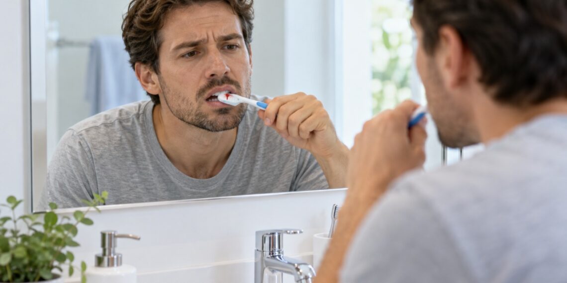 Sangramento frequente da gengiva durante a escovação pode ser sinal de inflamação e merece avaliação.