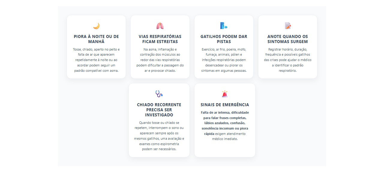 Chiado e tosse à noite: 6 sinais que podem lembrar asma