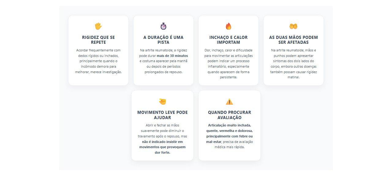 Dedos rígidos e inchados ao acordar: 6 sinais de que vale investigar