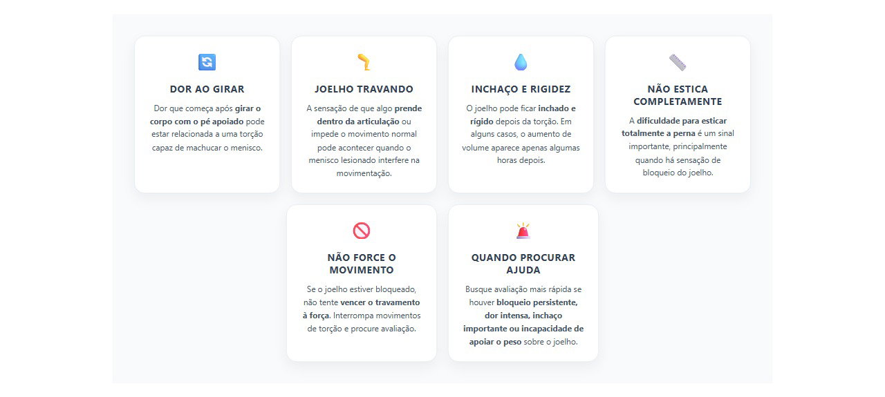 Sinais de que uma torção pode ter lesionado o menisco