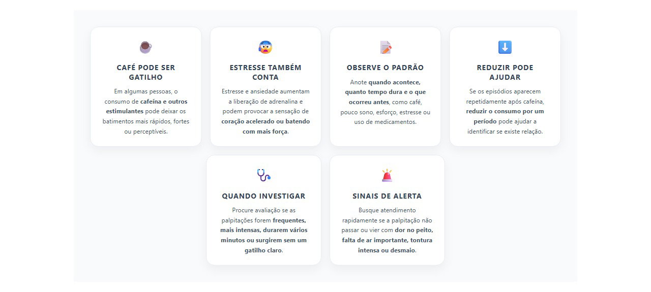 Palpitação após café ou estresse: sinais para observar