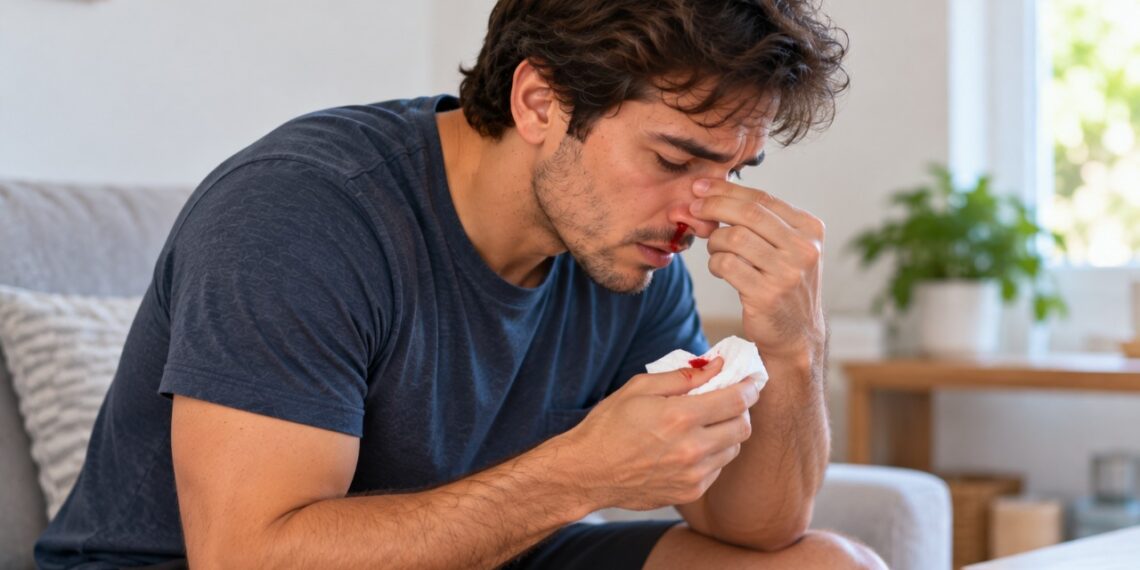 Sangramentos nasais frequentes podem estar relacionados ao ressecamento e à irritação da mucosa.