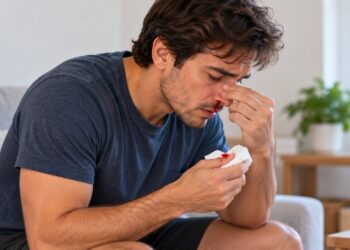 Sangramentos nasais frequentes podem estar relacionados ao ressecamento e à irritação da mucosa.