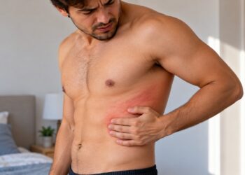 Ardor, dor ou formigamento em faixa de um lado do corpo podem aparecer antes das bolhas do cobreiro.