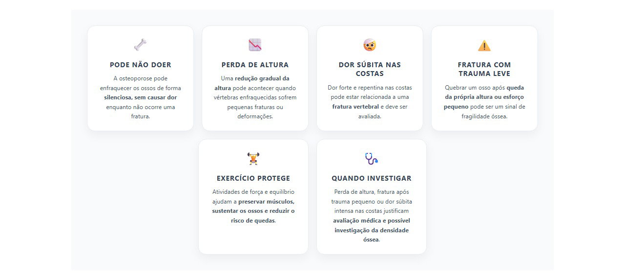Osteoporose pode avançar sem dor: sinais que merecem atenção