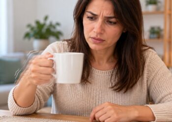 Tremor nas mãos pode ficar mais evidente ao segurar xícaras, talheres ou outros objetos.