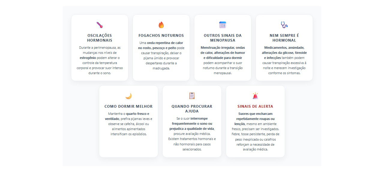 Suor noturno depois dos 45: 7 sinais e cuidados para saber quando investigar
