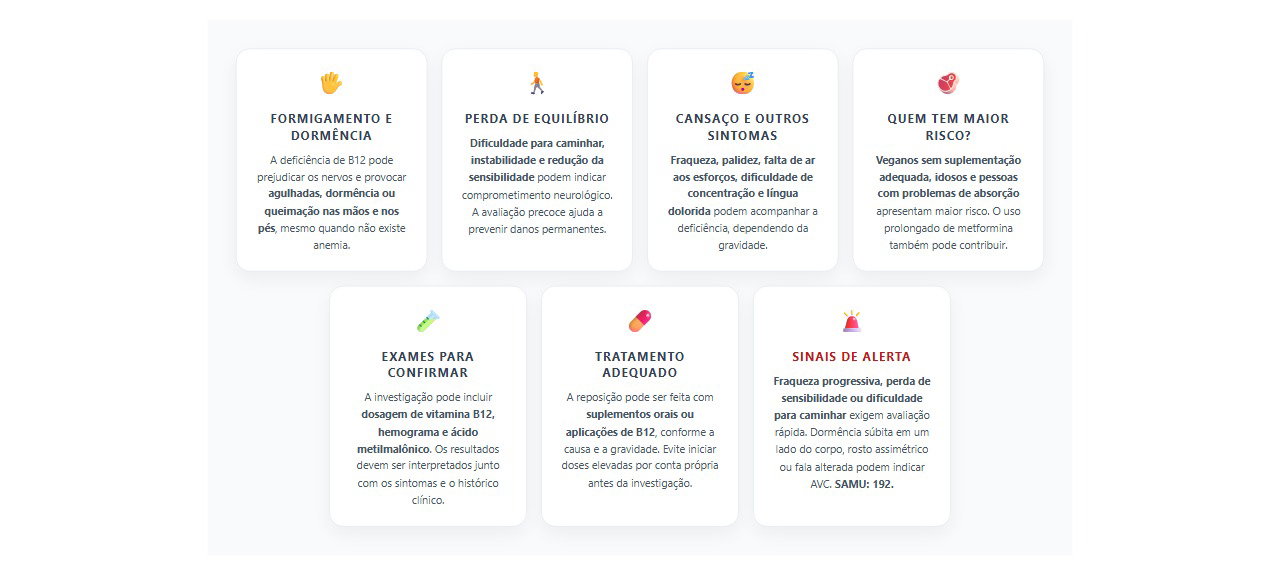 Vitamina B12 baixa: 7 sinais de alerta e cuidados para proteger os nervos