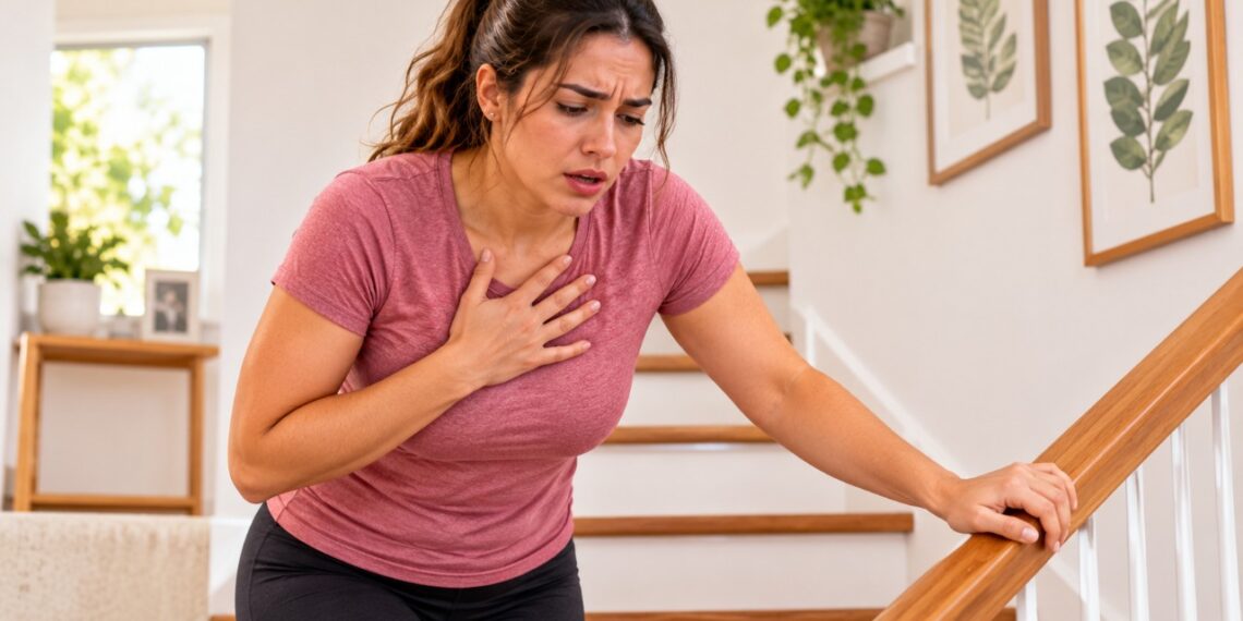 A falta de ar ao subir escadas pode estar relacionada ao condicionamento físico, mas também indicar problemas cardíacos ou pulmonares.