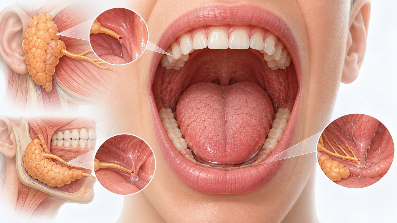 A redução da produção de saliva pode provocar ressecamento da boca e dificultar a mastigação, a fala e a deglutição.