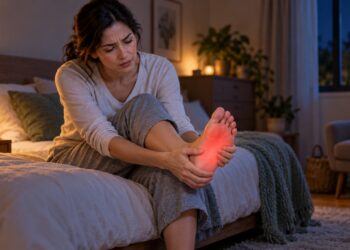 A queimação nos pés durante a noite pode estar relacionada a alterações nos nervos periféricos, especialmente quando há formigamento ou dormência.