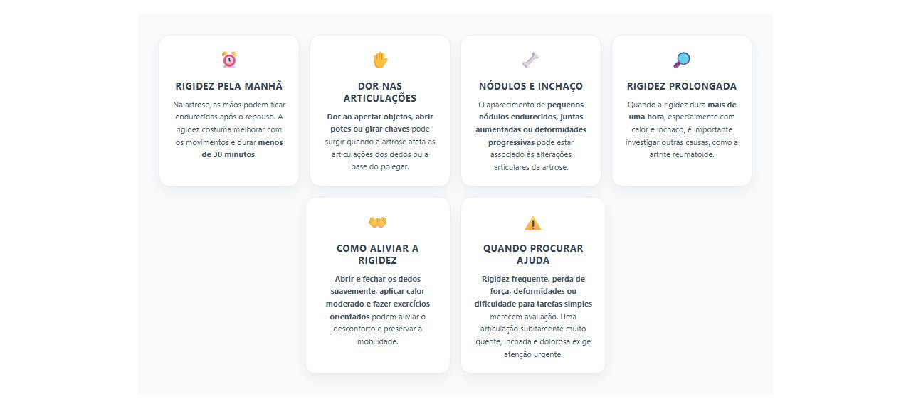 Mãos rígidas ao acordar: 6 sinais de artrose e cuidados para aliviar