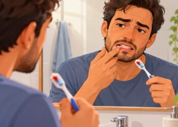 Gengiva sangrando durante a escovação pode ser sinal de inflamação, mesmo quando a escova é usada suavemente.