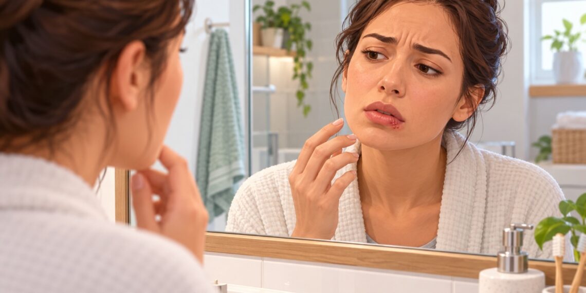 O herpes labial pode reaparecer em períodos de estresse, provocando formigamento, pequenas bolhas e feridas dolorosas.