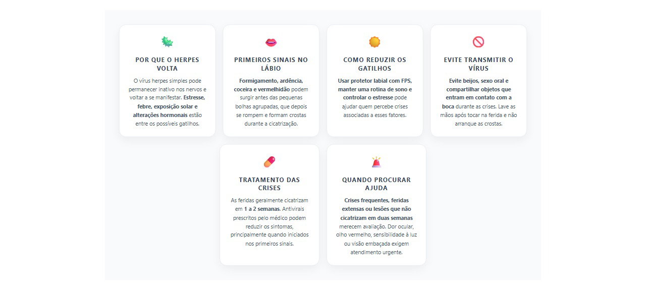 Herpes labial recorrente: 6 sinais, gatilhos e cuidados para evitar novas crises