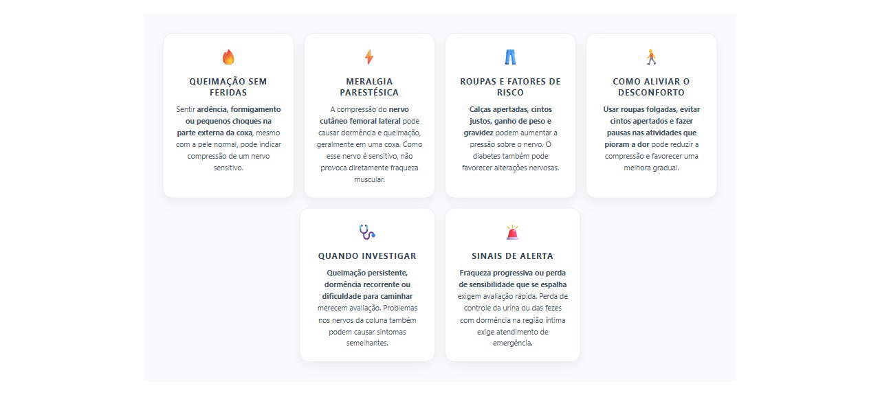 Queimação na parte externa da coxa: 6 sinais de nervo comprimido e cuidados para aliviar