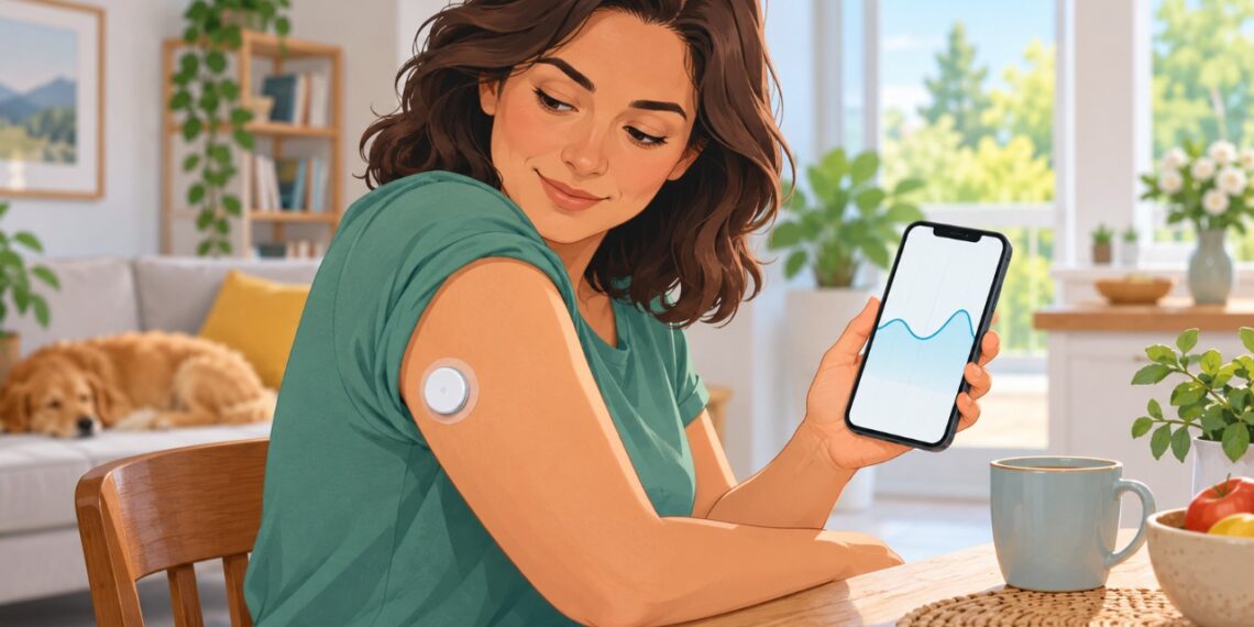 O sensor de glicose permite acompanhar as variações do açúcar no organismo ao longo do dia, mesmo sem o uso de insulina.