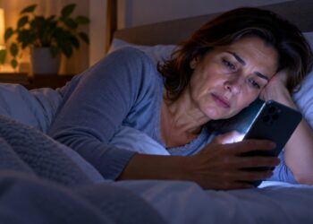 Usar o celular antes de dormir pode dificultar o início do sono devido à luz da tela e aos estímulos que mantêm a mente desperta.