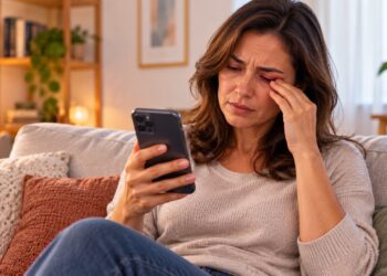 O uso prolongado do celular pode reduzir a frequência das piscadas, favorecendo o ressecamento e a sensação de ardor nos olhos.